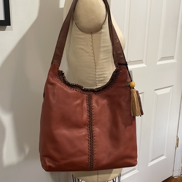NWT THE SAK Leather Vintage Finish Shoulder Bag Brick Red - Picture 2 of 8